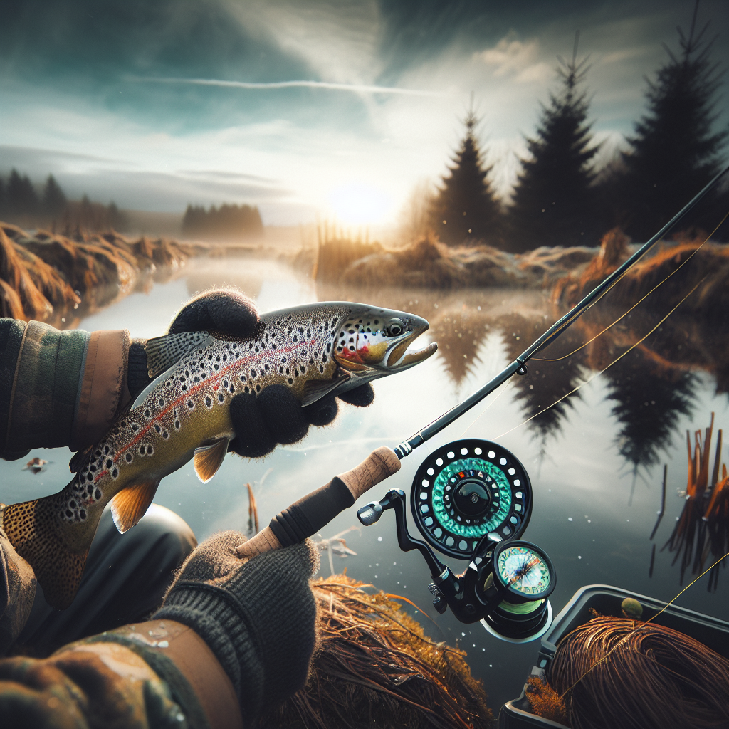 在死水的正方形鱼坑中，在冬天-5 ~ 5度 如何做掉鳟鱼，使用flyfishing 保证增加鱼获