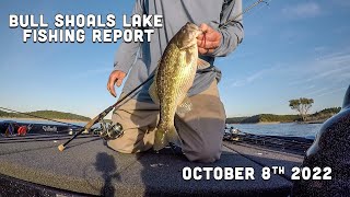 What are the best fishing techniques and baits for Bull Shoals Lake in October?